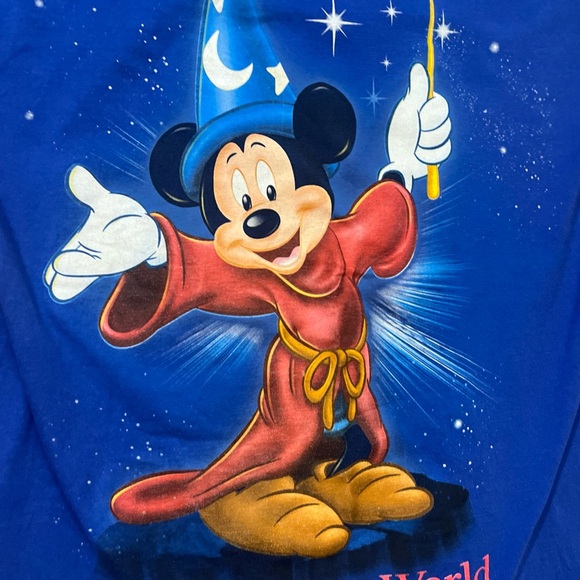 Vintage Disney World Sleepwear Mickey Fantasia Blue Sleep Shirt Adult One Size - Picture 2 of 5